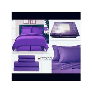 NWT Vintage Essential Collection Purple California King 4Pc microfiber Sheet Set